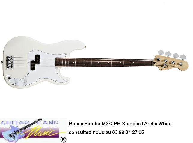 Basse Fender MXQ PB Standard Arctic White